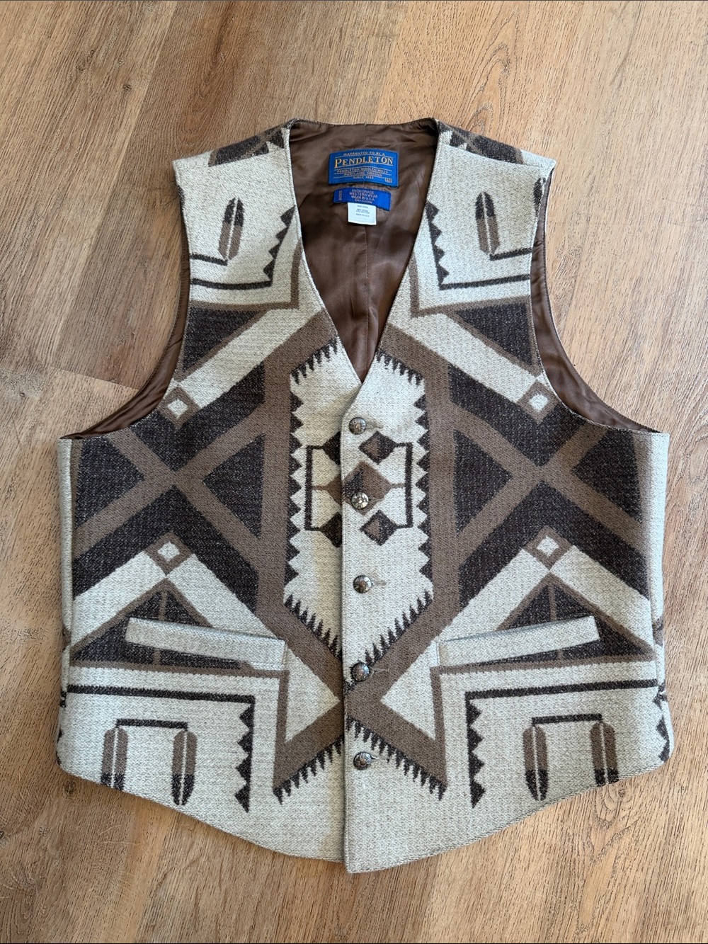 Pendleton Brown & Cream Geometric Wool Vest